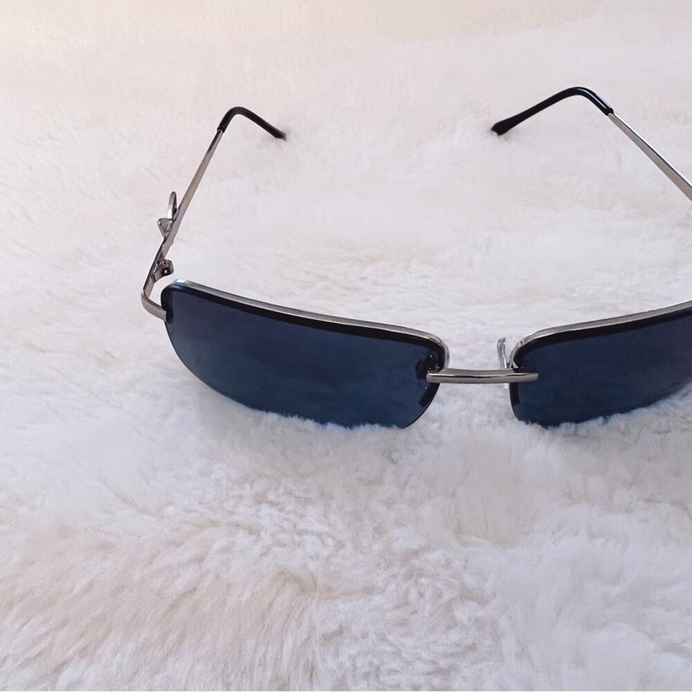 Delia Blue Rimless Butterfly Accent Sunglasses - Picture 7 of 10